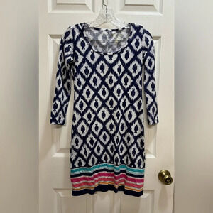 Lilly Pulitzer Beacon T-Shirt Dress 3/4 Sleeves Beachy Preppy Fish Print XXS